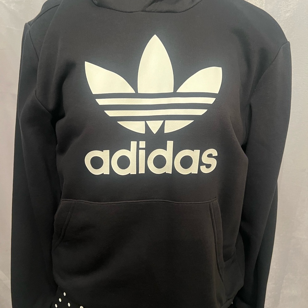 Adidas Black Hoodie with Blue Tag